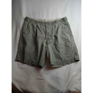 Ely Cattleman Mens Pleated Chino Shorts Sage Green Elastic Waist Size 36